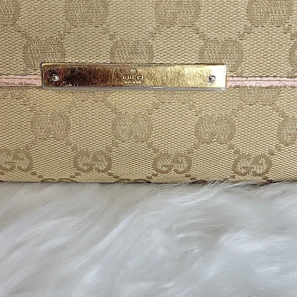 GUCCI Long Wallet CG Canvas Beige Pink Canvas X Leather Authentic‎ Used - Picture 2 of 12